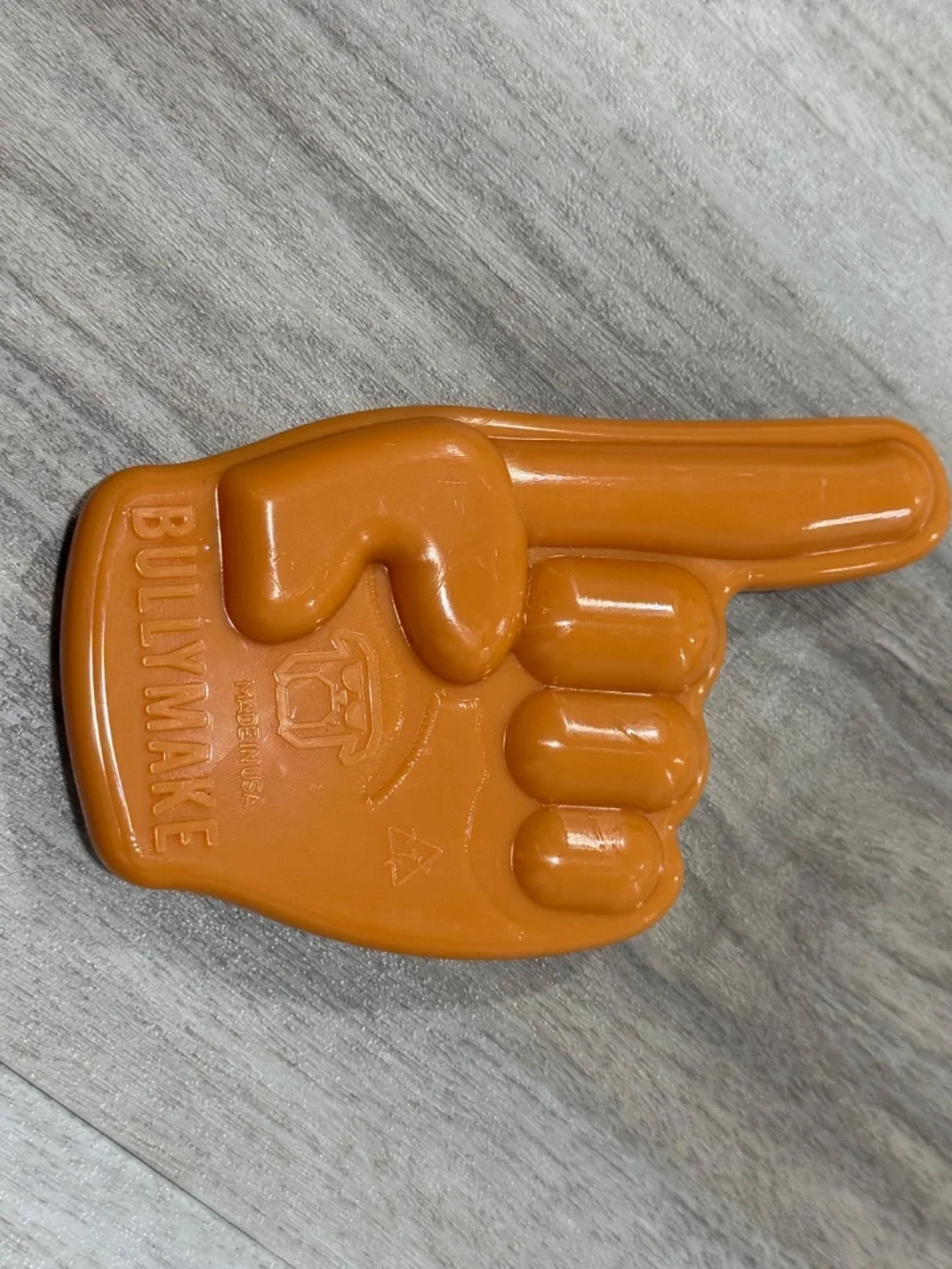 Bullymake Orange Rubber Foam Finger Dog Toy Tough Chewer